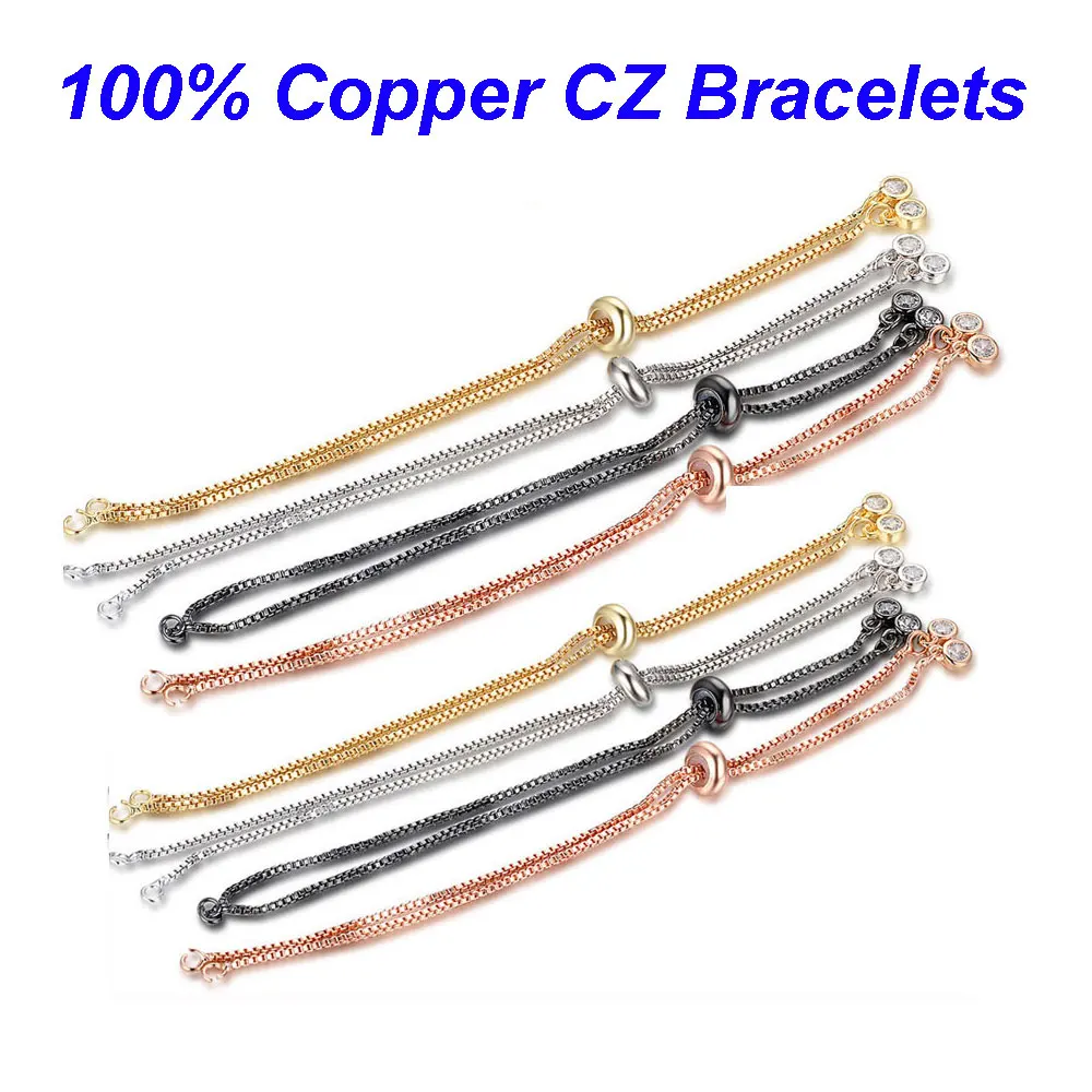 3 шт./лот CZ разъем регулируемый браслет цепь с двумя петлями Diy Разъем Шарм