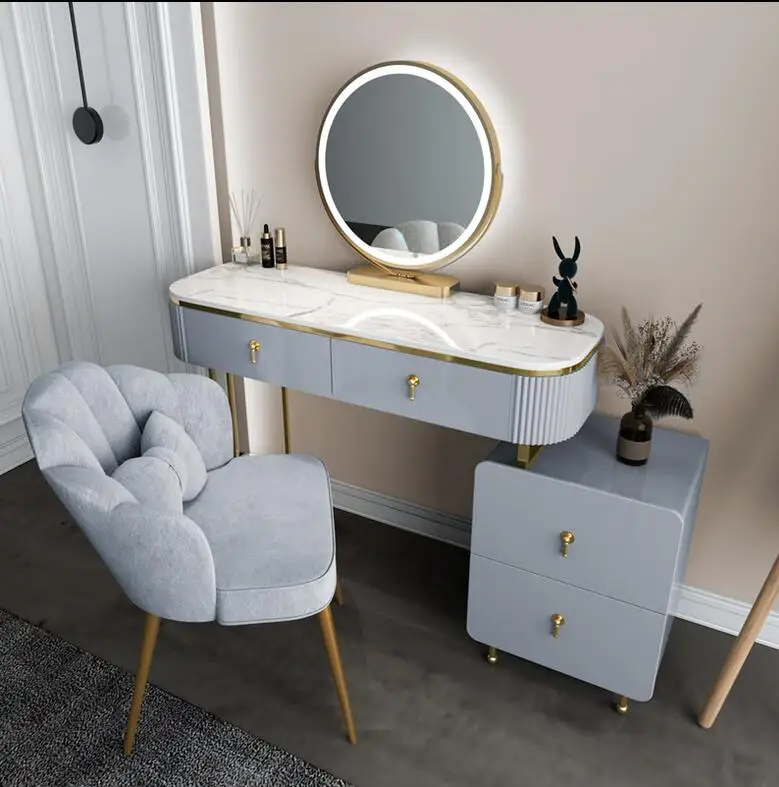 

Free shipping Modern simple and high grade net red dressing table with light and retractable storage cabinet