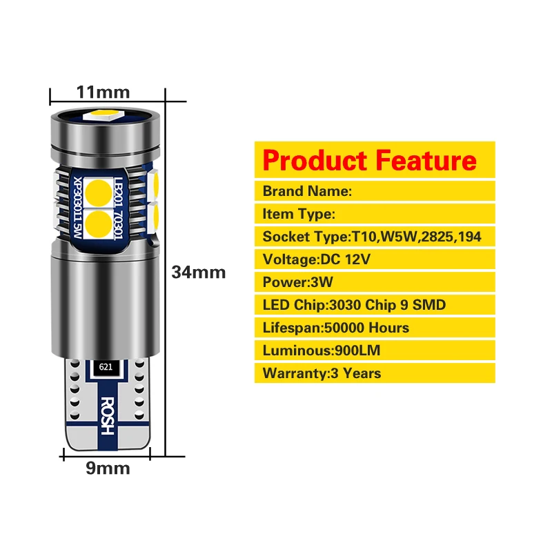 9 светодиодный T10 автомобилей головной светильник s парка поворота для Audi A3 A4 B8 B6 A6