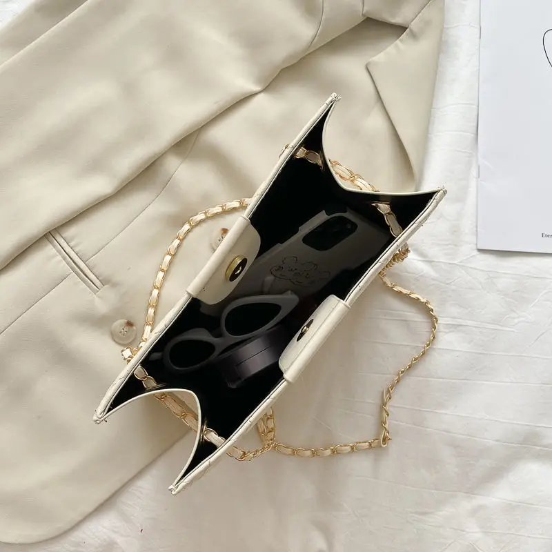 

Pu Leather Small Cross Body Bag for Woman Plaid Chain Female Messenger Bag Fashion