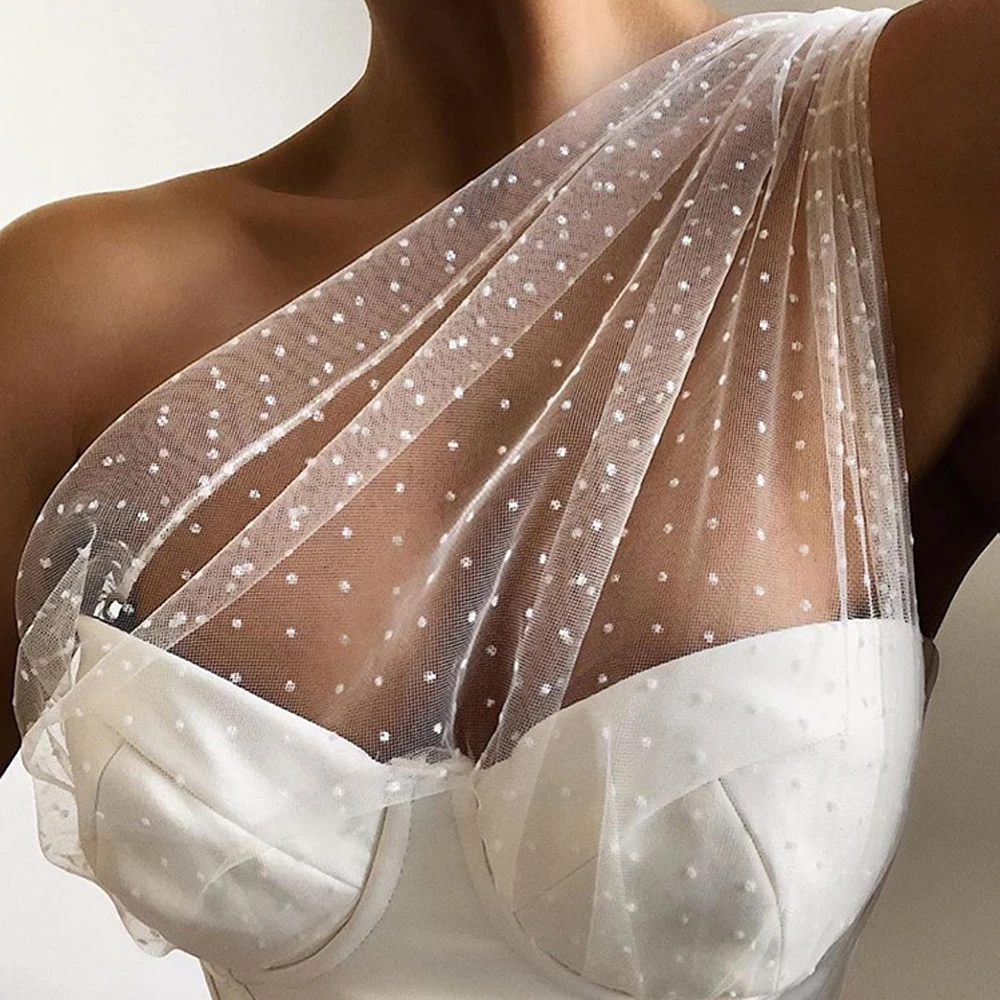 JillPeri корсет на одно плечо сетка цвета слоновой кости Лоскутная структура чашек