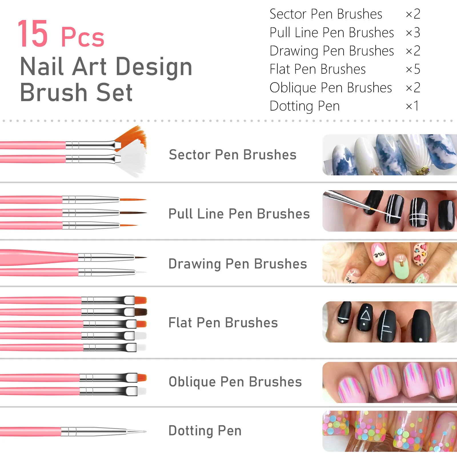 PINKIOU ногтей щетки для полировки рисования Рисование резьба нажмите с силой так