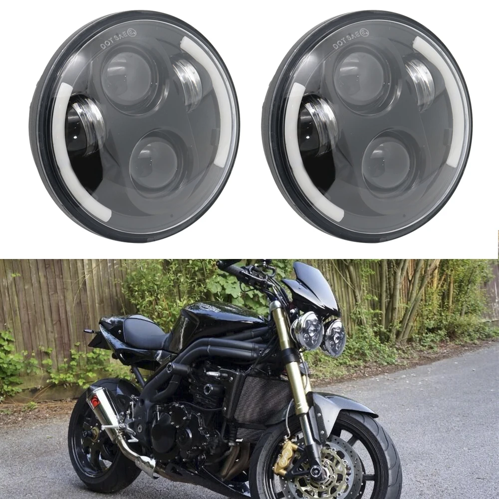 5 3/" светодиодные фары мотоцикла для светодиодных фар DRL angel eye led 5,75" для sportster 883