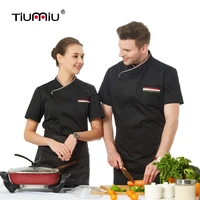 chef short sleeves summer breathable work clothes men women catering cook overalls hotel kitchen chef barber uniform shirt