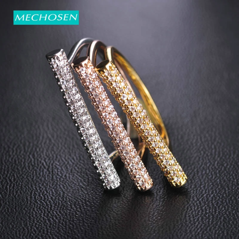 Mechoose Unqiue дизайн медные кольца розовое золото и родиевое покрытие три Aros Anel