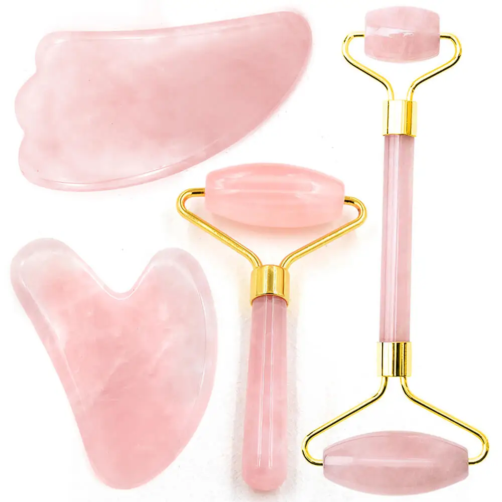 

Natural Jade Roller Thin Face Massager Lifting Tools Slim Facial Gua Sha Green Stone Anti-Aging Wrinkle Crystal Guasha Sets Box