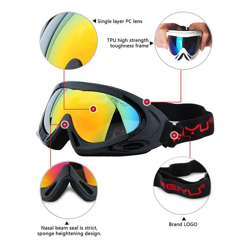 brand ski goggles single layer anti-fog windproof mask glasses skiing men women snow snowboard outdoor sport | Спорт и развлечения