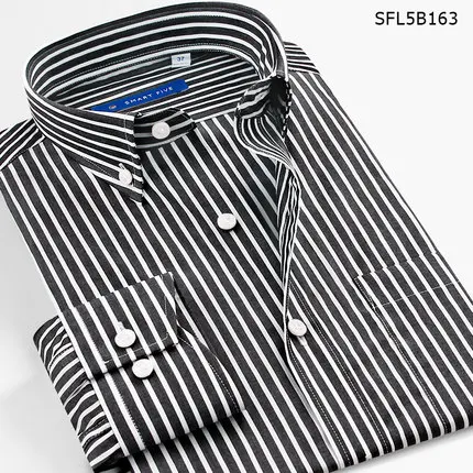 Хлопок, большие размеры, M-3XL, 4XL, 5XL, осень-лето, мужские повседневные платья с длинным рукавом, деловые рубашки в полоску, красные, синие - Цвет: SFL5B163