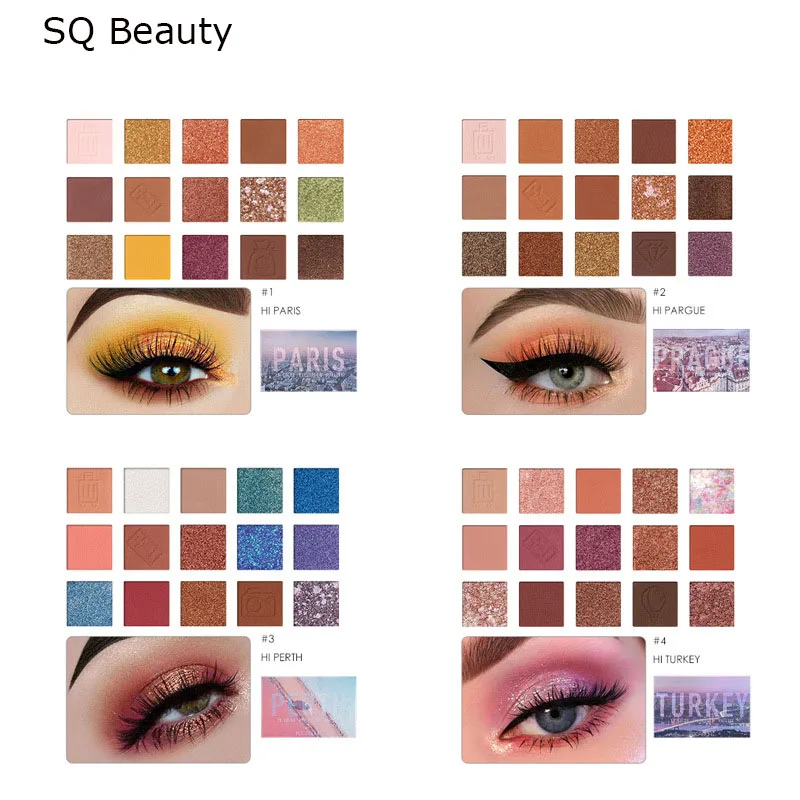 

Travel Eye shadow Palette 15 Colors Ins Popular Sequins Glitter Earth Color Pearlescent Waterproof Long Lasting Eyeshadow