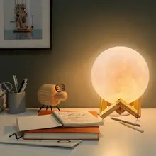 LED Night Light 3D Print Moon Lamp Rechargeable Color Change 3D Light Touch Moon Lamp Children's Lig