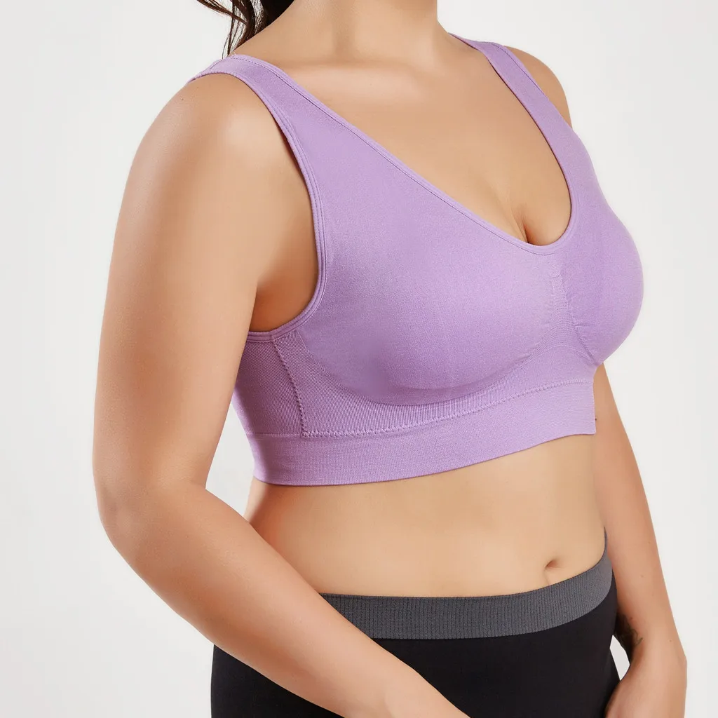Женский спортивный бюстгальтер размера плюс 8 цветов однотонный ультратонкий с