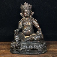 9 tibet buddhism old bronze cinnabar lacquer yellow god of wealth buddha statue huang caishen enshrine the buddha