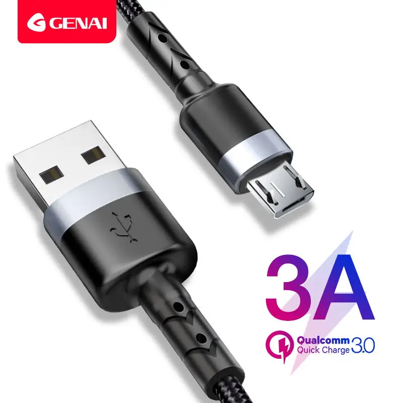 

GENAI 3A USB Micro Cable Mobile Phone Cables Fast Charging Cord For Huawei Xiaomi Samsung Quick Charge Wire Data Cable Android