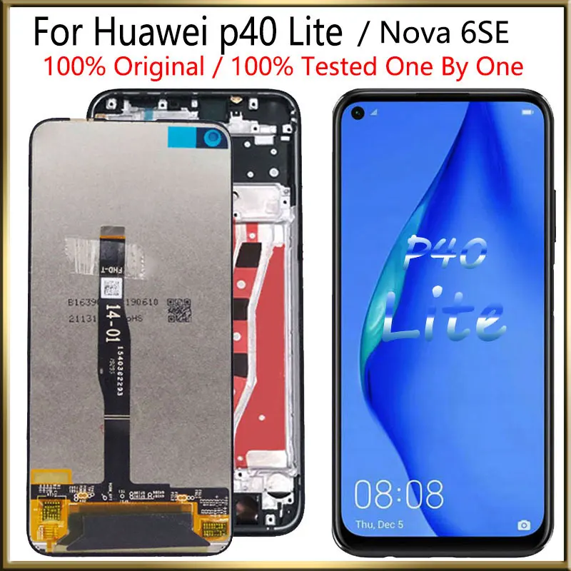 Оригинальный ЖК 100% протестированный для HUAWEI P40 Lite экран дисплея Замена LCD Nova 6 SE