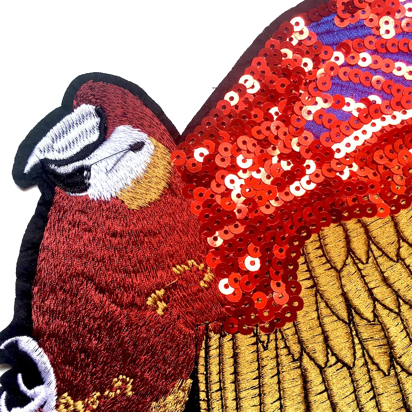 1 шт. большой красивыми блестками птица патчи для одежды пришить вышитые наклейки