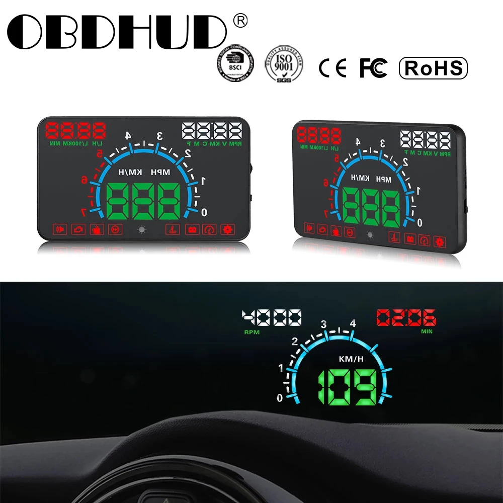 WiiYii HUD E350 Автомобильный дисплей с автоматическим сигналом скорости OBD2 лобовое