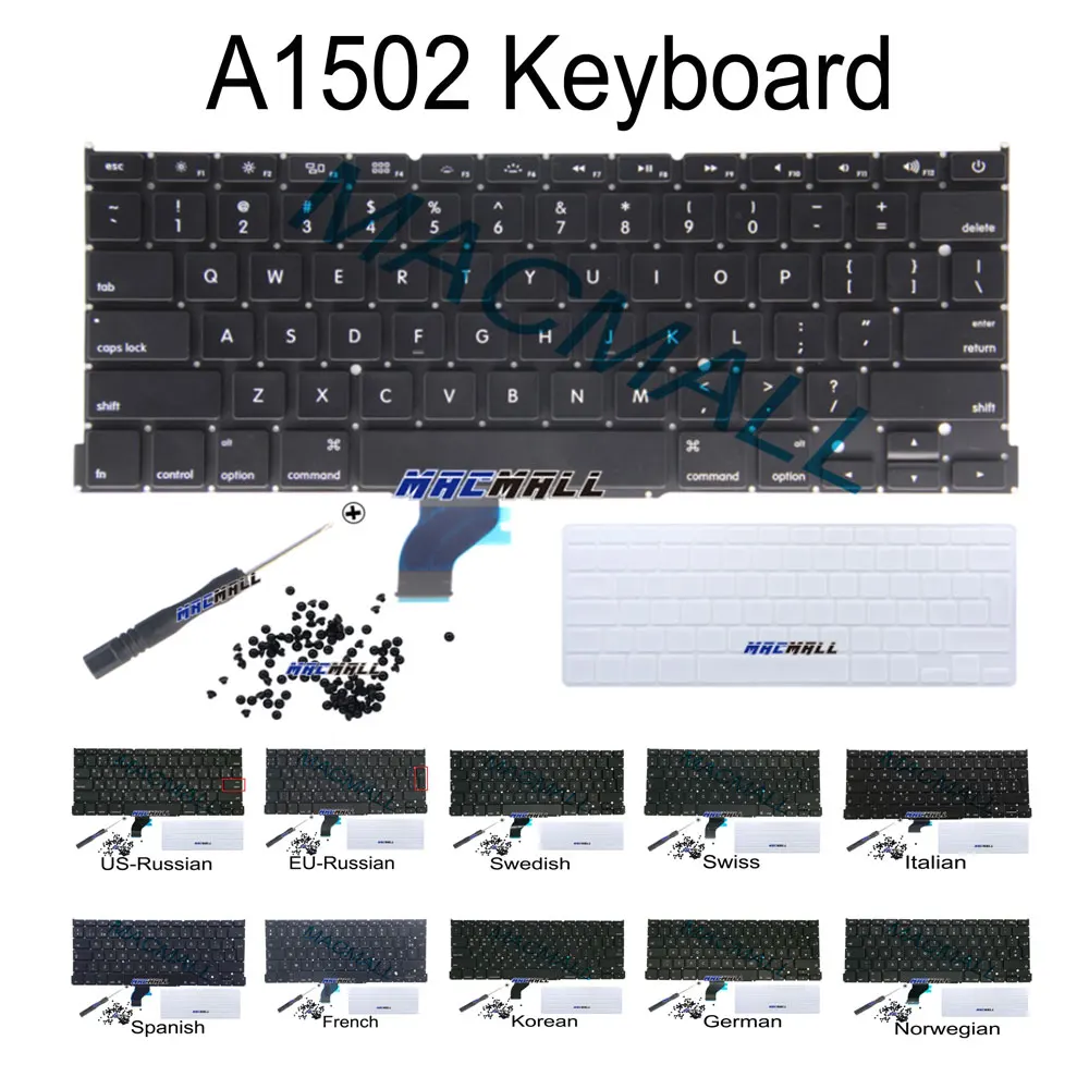 

A1502 keyboard for Macbook Pro Retina laptop 13.3" US/UK/French/Spanish/German/Italian/Korean Russian Keyboard 2013 2014 2015