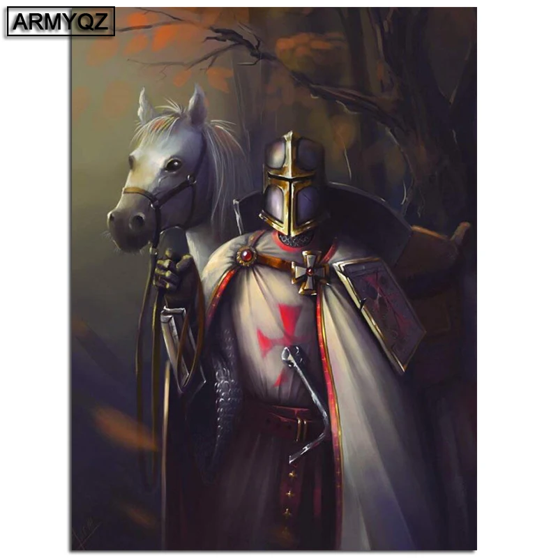Tempeliers рыцари Templar алмазная живопись temплоскогубцы полная вышивка крестиком