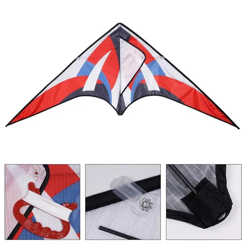 Red And White Color Triangular Kites 30m Line Weifang Kite Sports Beach Nylon Wire With Handle Children's Accessories | Игрушки и