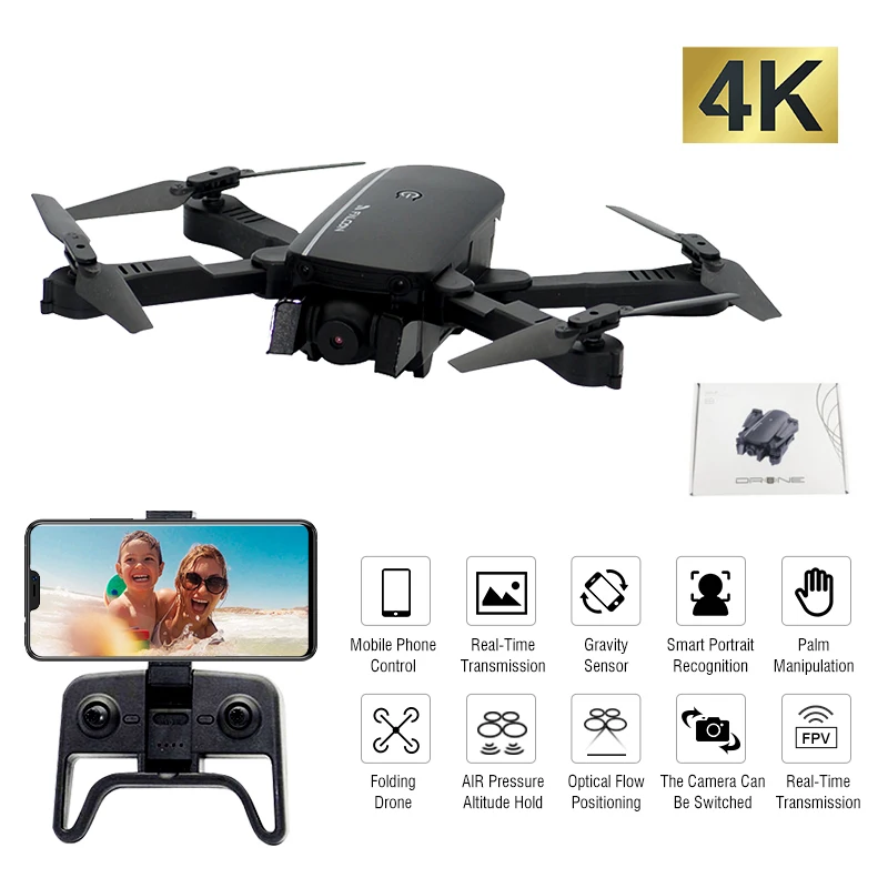 Складной Квадрокоптер с дистанционным управлением Wi-Fi FPV 1808 камера широким углом