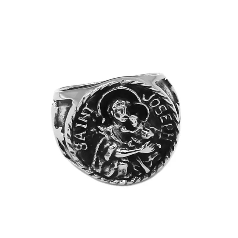 Classic Saint Joseph Ring Stainless Steel Jewelry Fashion Punk Cross Biker Mens Boy Wholesale SWR0975 | Украшения и аксессуары