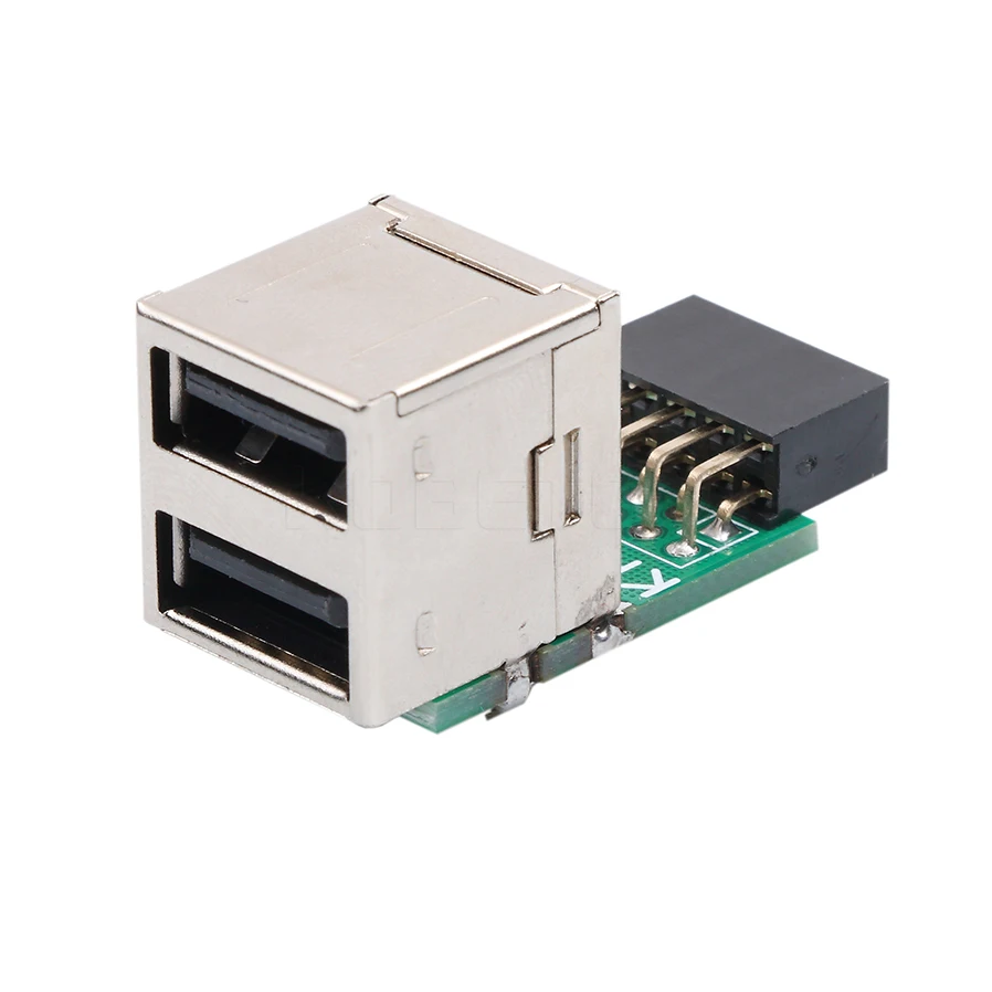 

New Internal PC USB 2 Port 2.0 9Pin Female To 2 Port A Female Adapter Converter Motherboard PCB Board Card Extender