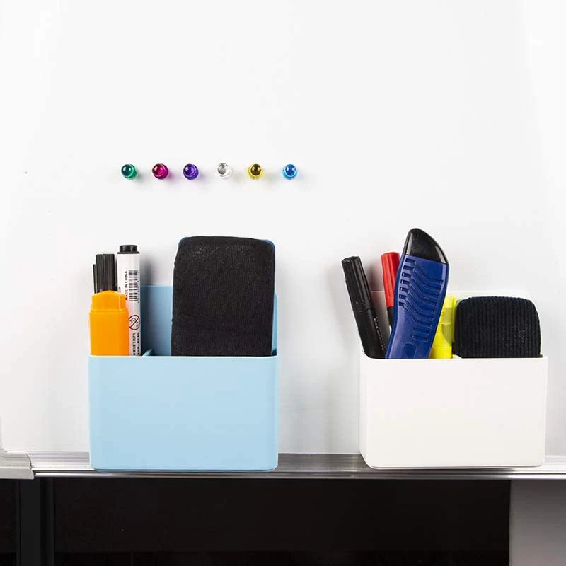 

2 Pack Magnetic Pen Holder with Divider,Whiteboard Pen Holder with Magnetic Pins for Locker and Office (White and Blue)