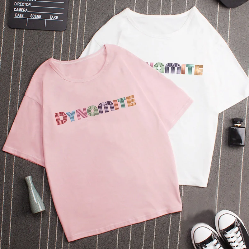 

Новая Футболка Harajuku с рисунком динамита, футболка для мальчиков, женская футболка в Корейском стиле с круглым вырезом в стиле KPOP, женская од...