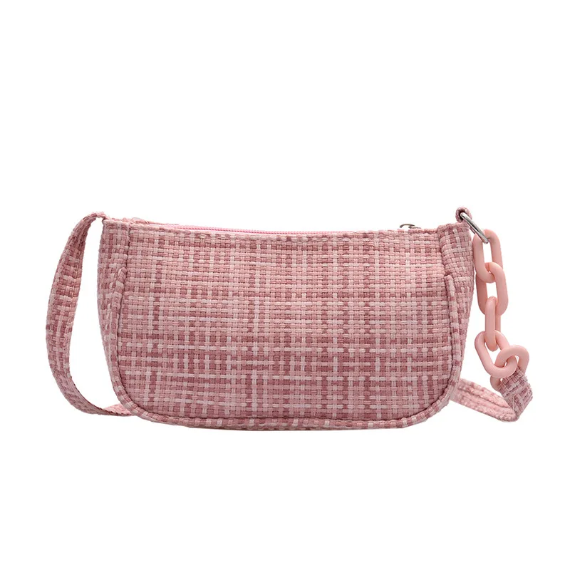 

Summer Women's Bag Axillary Baguette Bag 2021 New Plaid Casual Simple Shoulder Messenger Bags For Women Underarm Bag
