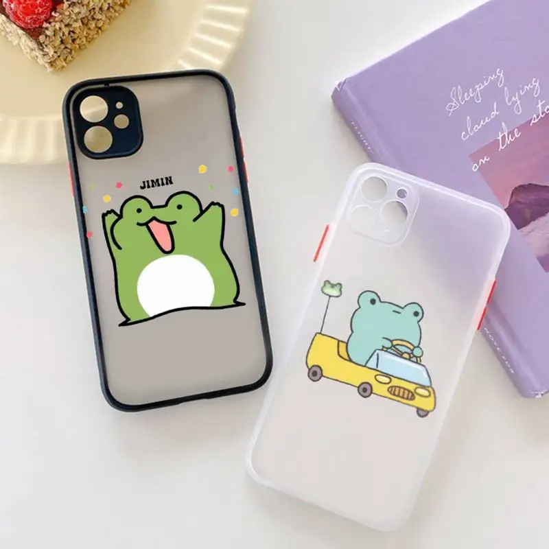 

frog cute cartoon animal Phone Case matte transparent For iphone 7 8 11 12 plus mini x xs xr pro max cover