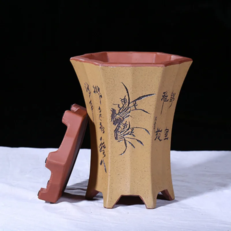 Фиолетовый песок керамический горшок для цветов бассейна с подносом Кливия сад