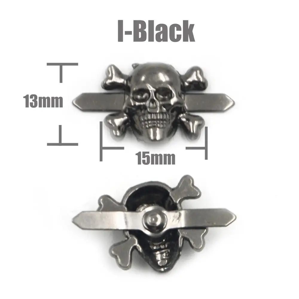 I Black 10Pcs Череп крест кость заклепки с шипами пятна Гвоздика панк-рок DIY Кожа ремесло для одежды мешок обуви части одежды аксессуары - Цвет: I Black 10Pcs