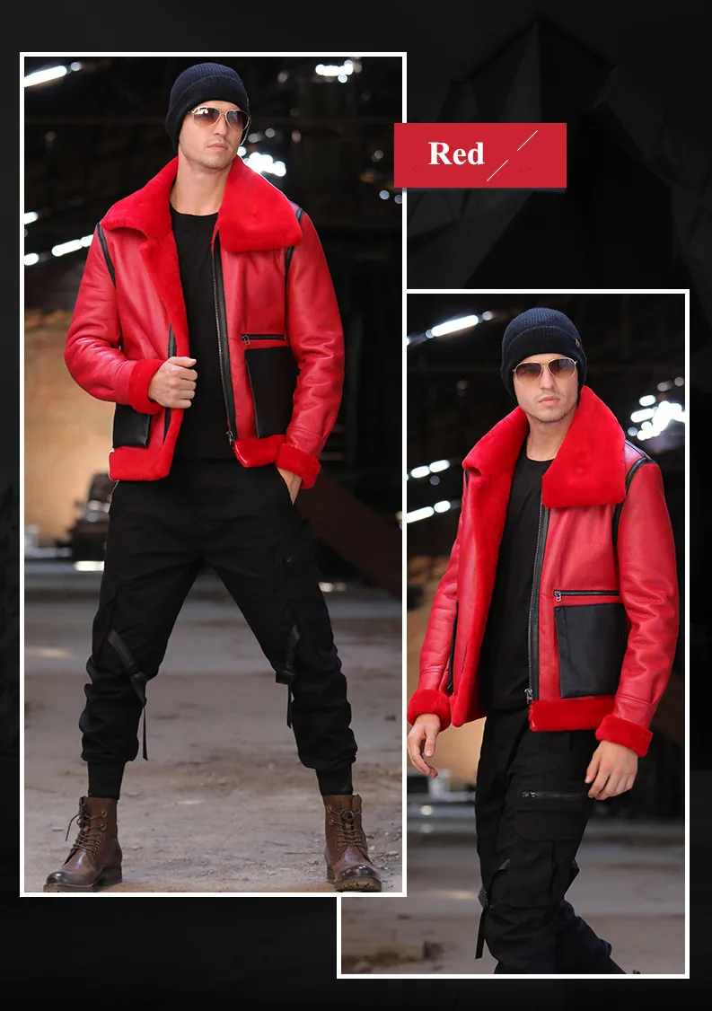 Пальто с мехом Для Мужчин's Shearling куртка B3 летная куртка короткой меховой кожаный жакет импортируется из шерсти из Австралии Для мужчин из овчей солнцезащитные очки-авиаторы