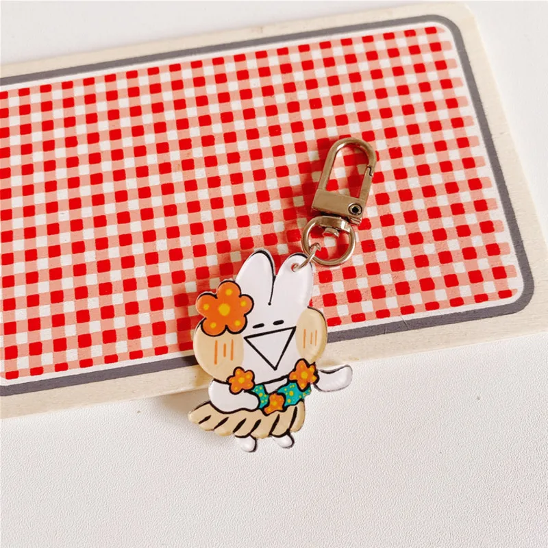 Cartoon Cute Rabbit PVC Keychain Minnie Key Ring Anime Mini Figure Chain Charm Holder Fashion Trinket Kids Gift | Канцтовары для