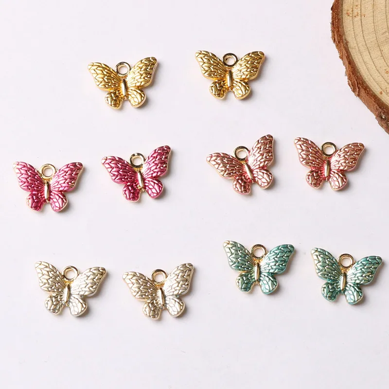 10 шт. подвески в виде бабочки красочная фотография маленькие серьги животных