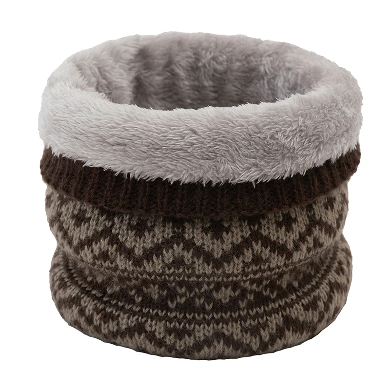 

Unisex Casual Scarf Women Autumn Knitted Fashion Men Winter Ring Scarf Printed Plus Velvet Neck Scarves