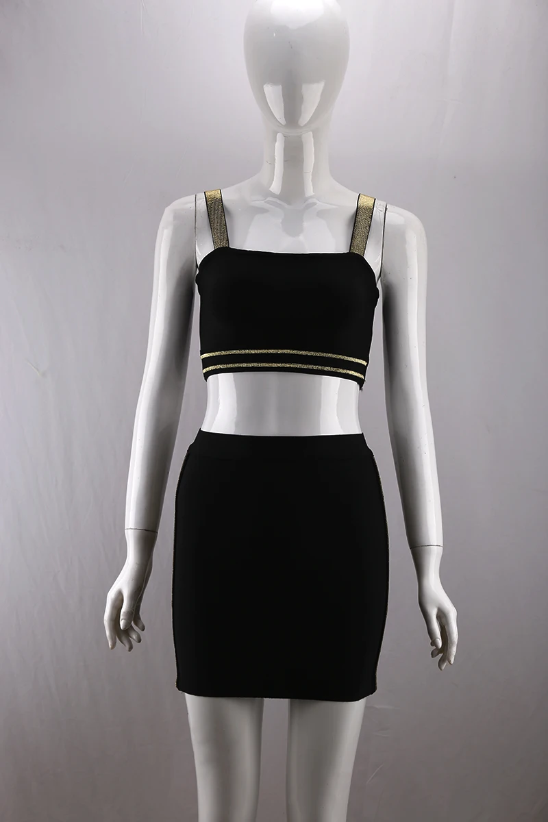 Женский комплект из двух предметов Lyer черная облегающая юбка вискозы с позолотой