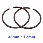Поршневое кольцо 43 мм * 1,2 мм, 2 шт.лот, подходит для ZENOAH KOMATSU G4500 G455 AVS 4500 45CC, запчасти для цилиндра бензопилы, толщина 1,2 мм