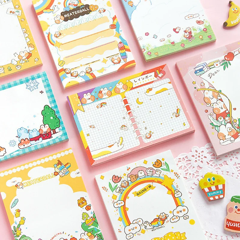 Japanese Kawaii Cat Memo Pads Kids Cartoon Kitty Notepad for School Study | Канцтовары для офиса и дома