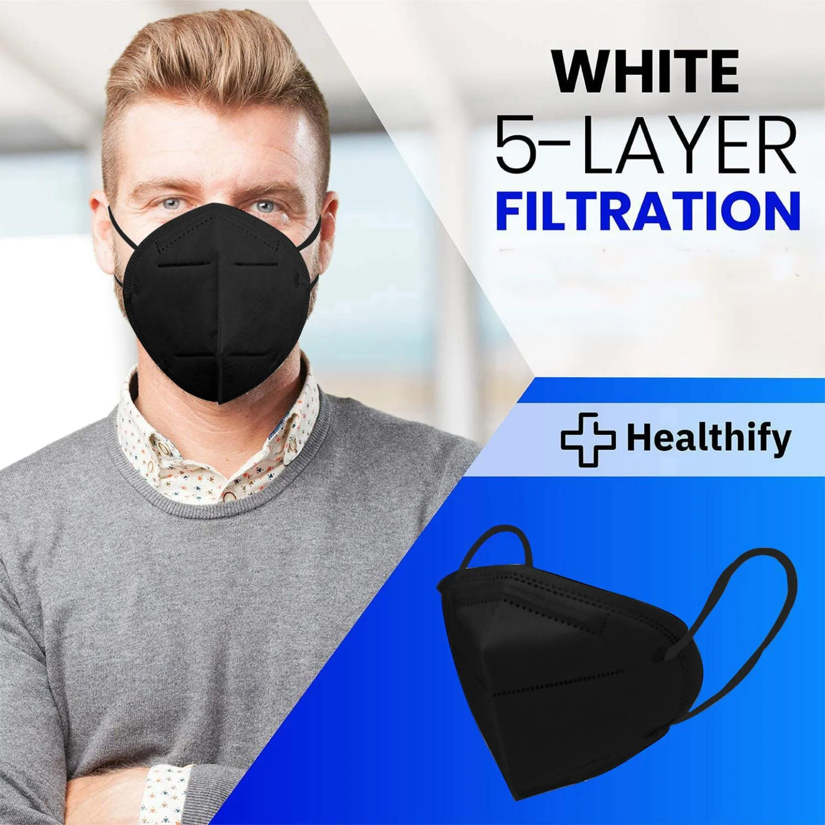 

5 Layers FFP2 MASK Adult KN95 Fabric Mask Mascarillas Protective Mouth Face Mask KN95 Filter Respirator Black Masque KN95