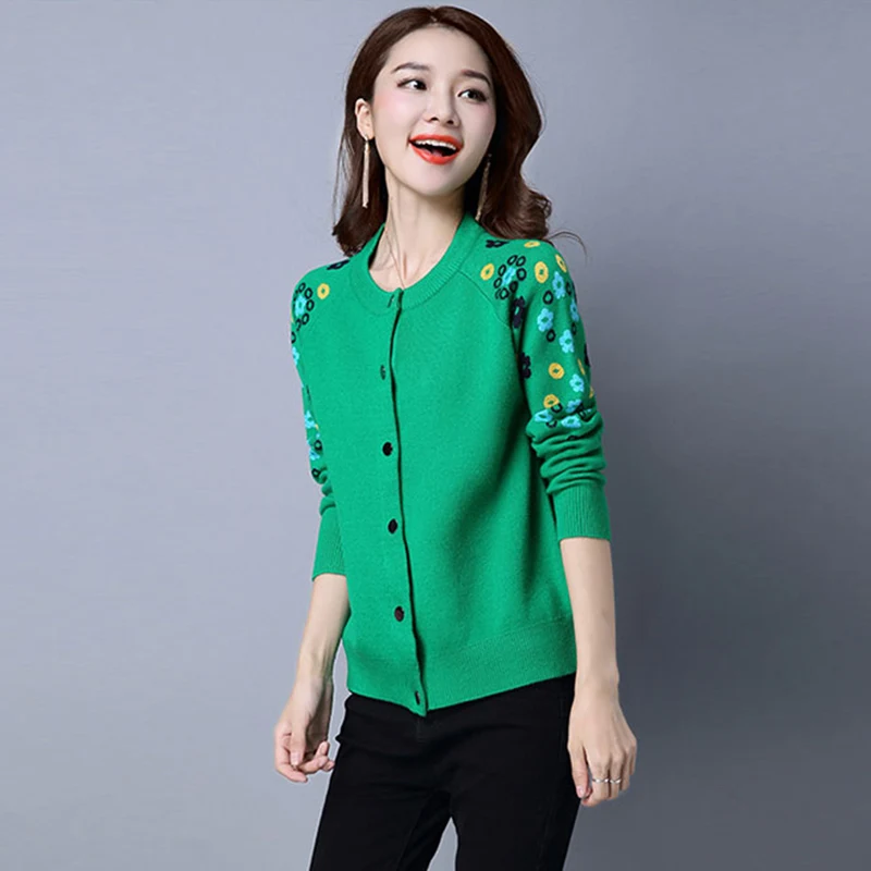 TIGENA корейский милый цветочный свитер кардиган для женщин 2020 осень зима длинный