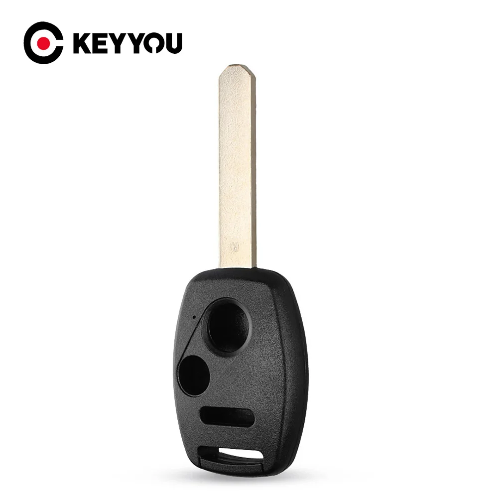 

KEYYOU Remote Key Shell 2+1 3 Buttons For Honda Accord Civic Jazz FRV Black Replacement Fob Car Key Case Cover Uncut Blade