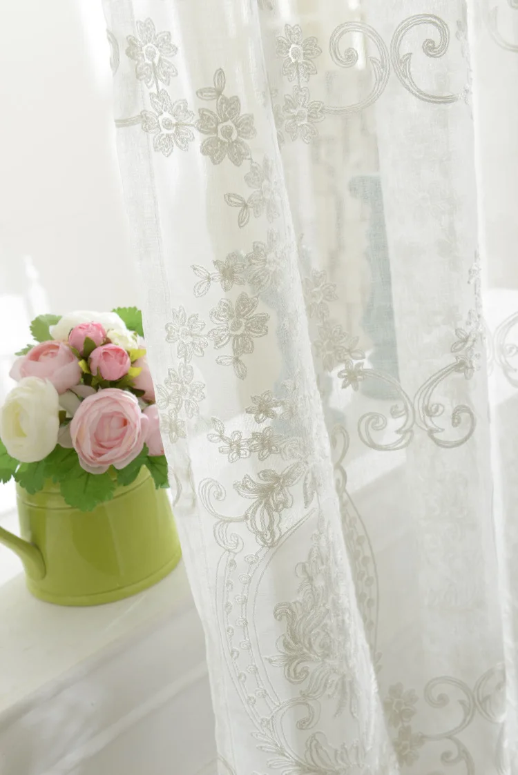 

White Cotton Embroidered Screens Bedroom Living Room Curtains Screens