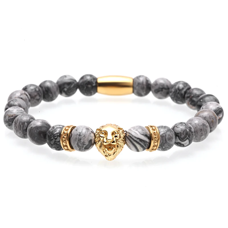 Мужской браслет mcllroy 8 мм из натурального камня нержавеющей стали браслеты со