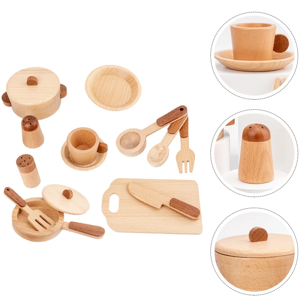 

1 Set Kids Kitchen Wooden Cookware Plaything Simulation Cutlery Toys