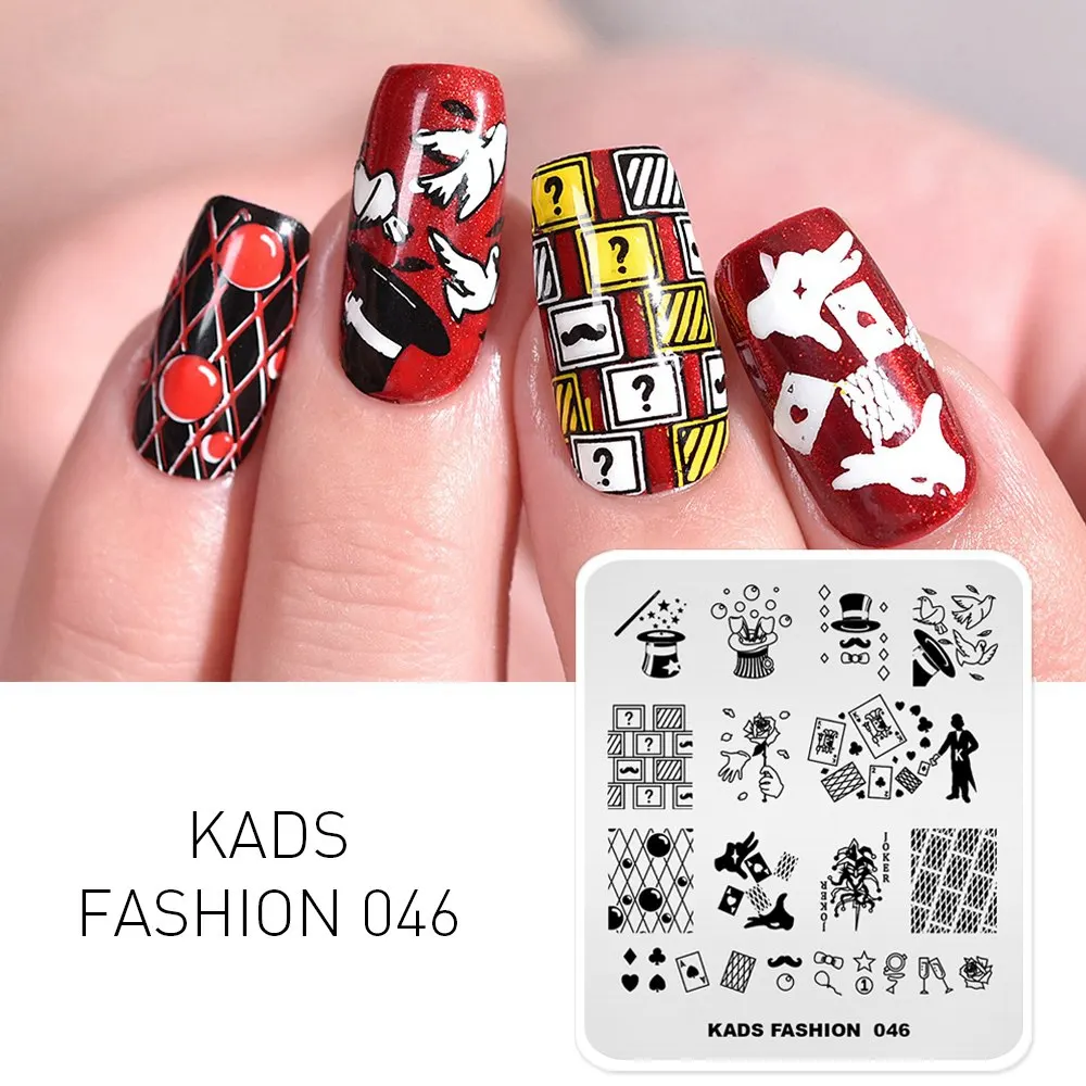 FASHION 046 KADS пластины для штамповки ногтей новые различные изображения красоты 7*8 см дизайн ногтей трафаретная штамповка шаблон для печатей лаком для ногтей инструмент - Цвет: FASHION 046