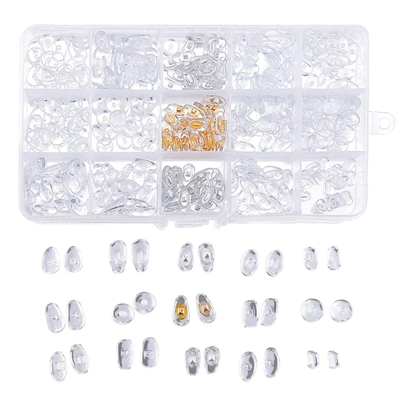 

1 комплект ПВХ Носовые фиксирующие накладки Чехол Набор инструментов для ремонта для очков очки 15 Стиль винты на пуш-ап в очках Носовые фикс...