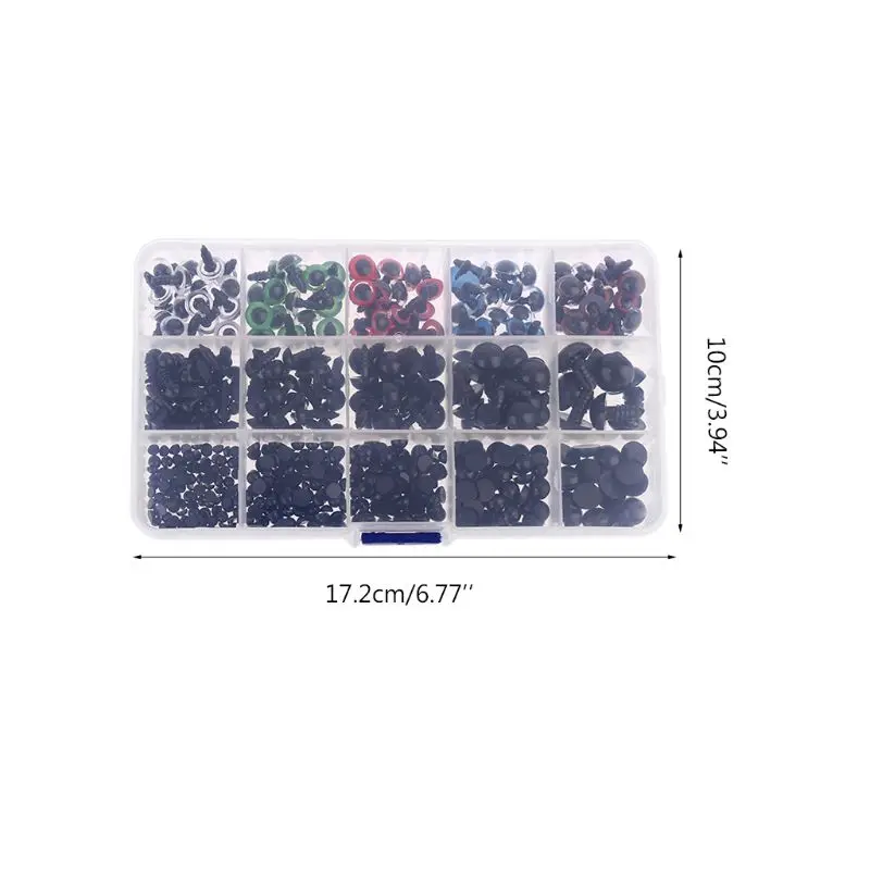 

566 Pcs Colorful Plastic Crafts Safety Eyes 15 Grid DIY Kit with Washer for Bear
