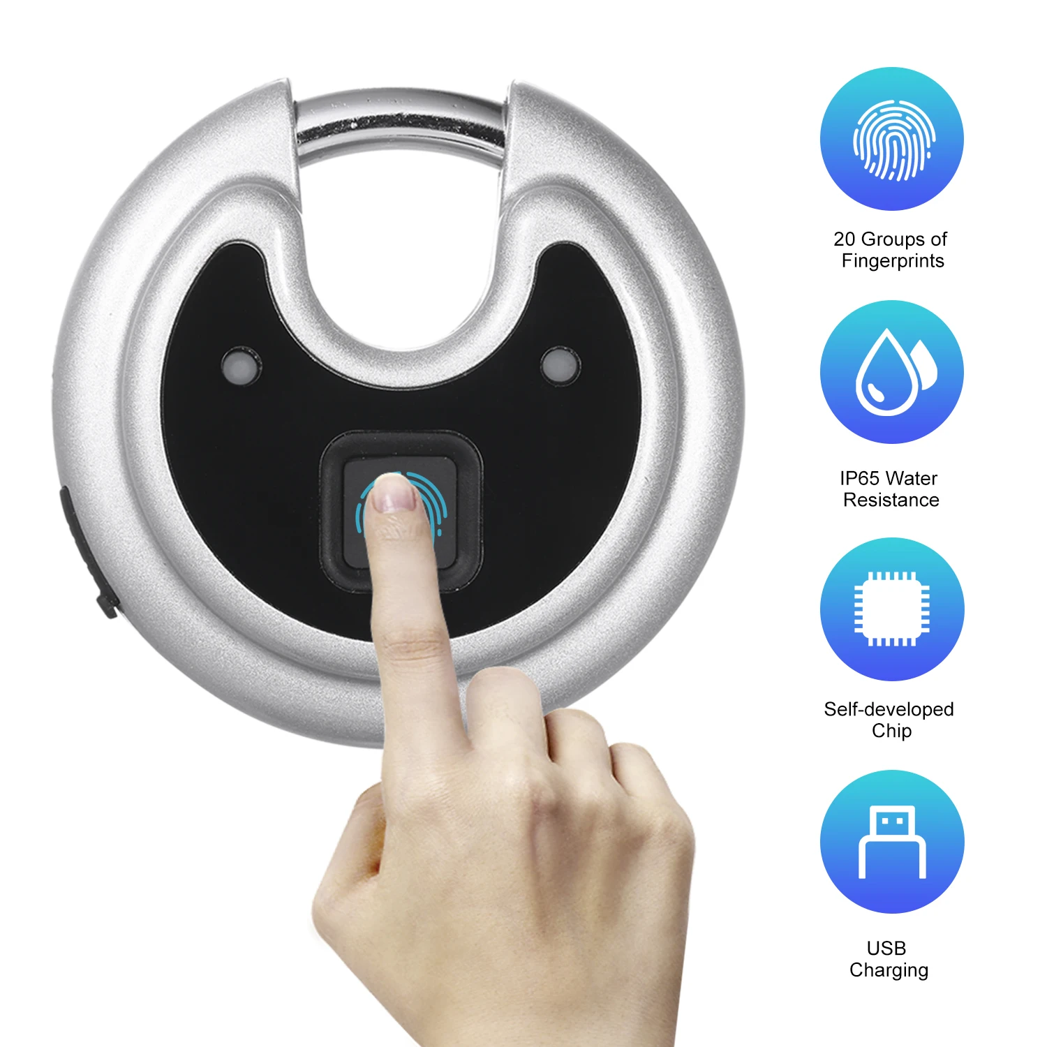 Smart считыватель отпечатков пальцев замок USB Перезаряжаемые IP65 сопротивление воды