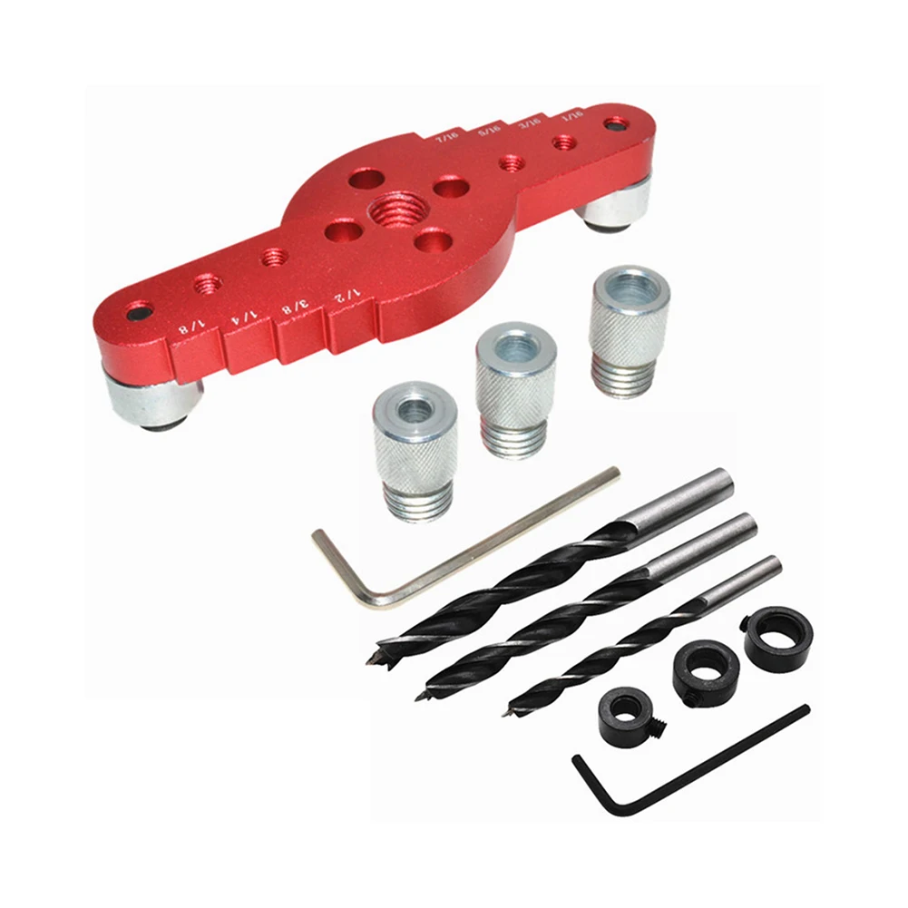 

Pro Woodworking Drill Hole Punch Locator Drawing Line Marker Set Wood Puncher Positioner Tools Kit for Carpenter